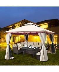 Gymax 13'x10'Outdoor Canopy Gazebo Art Steel Frame Party Patio Canopy Gazebo W/Netting