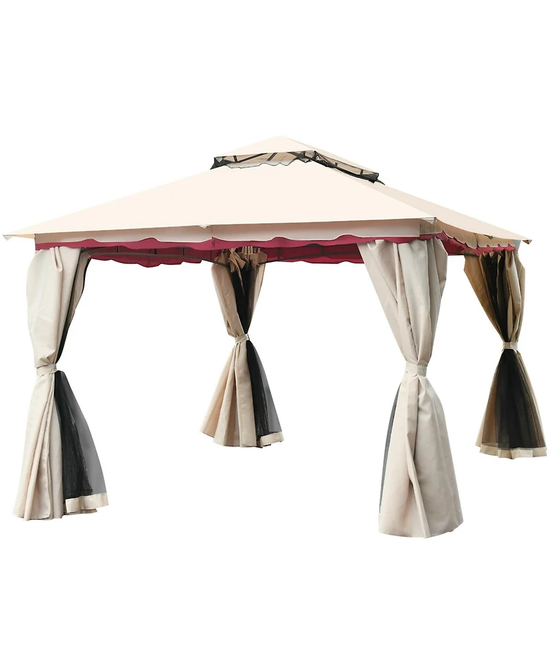 Gymax 13'x10'Outdoor Canopy Gazebo Art Steel Frame Party Patio Canopy Gazebo W/Netting