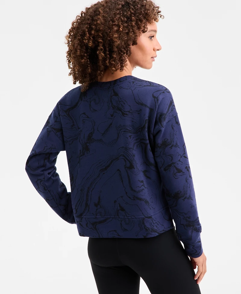 Id Ideology Women's Relaxed Earthly Marble Fleece Crewneck Sweatshirt, Macy's Exclusive
