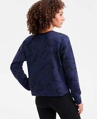 Id Ideology Women's Relaxed Earthly Marble Fleece Crewneck Sweatshirt, Macy's Exclusive