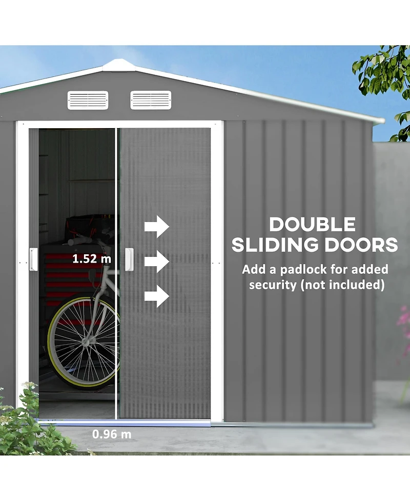 Outsunny 11ft x 9ft Outdoor Metal Storage Shed with 2 Doors