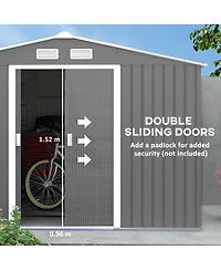 Outsunny 11ft x 9ft Outdoor Metal Storage Shed with 2 Doors