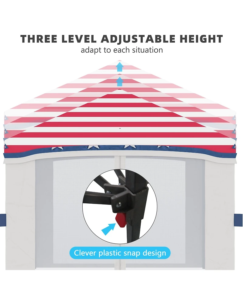 Outsunny 10' x 10' Pop Up Canopy Foldable Party Tent with