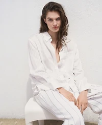 Mango Women's Semi-Transparent Striped Shirt