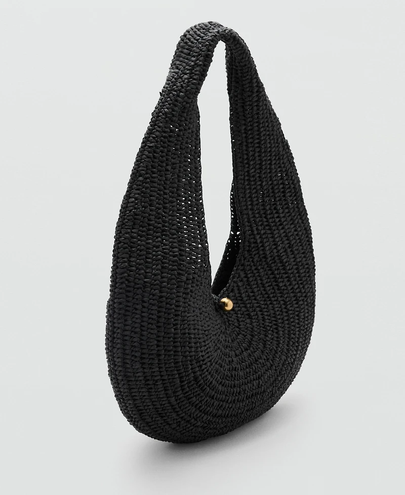 Mango Women's Natural Fiber Oval Shoulder Bag