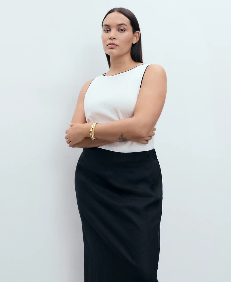 Mango Women's Linen Pencil Skirt