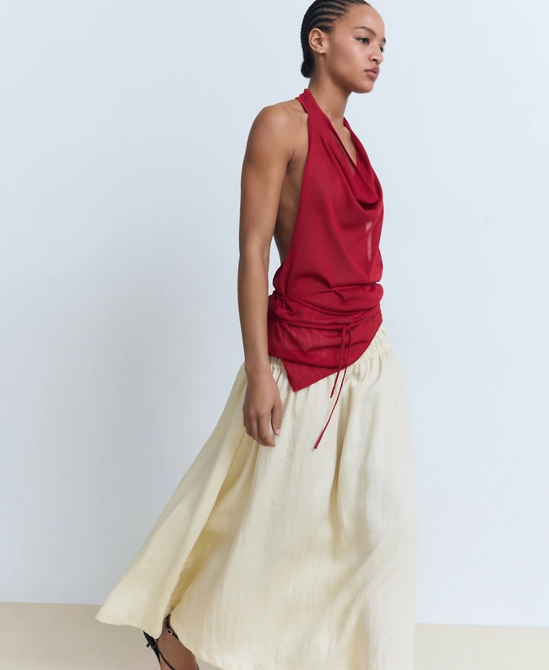 Mango Women's Long Gathered Panel Skirt