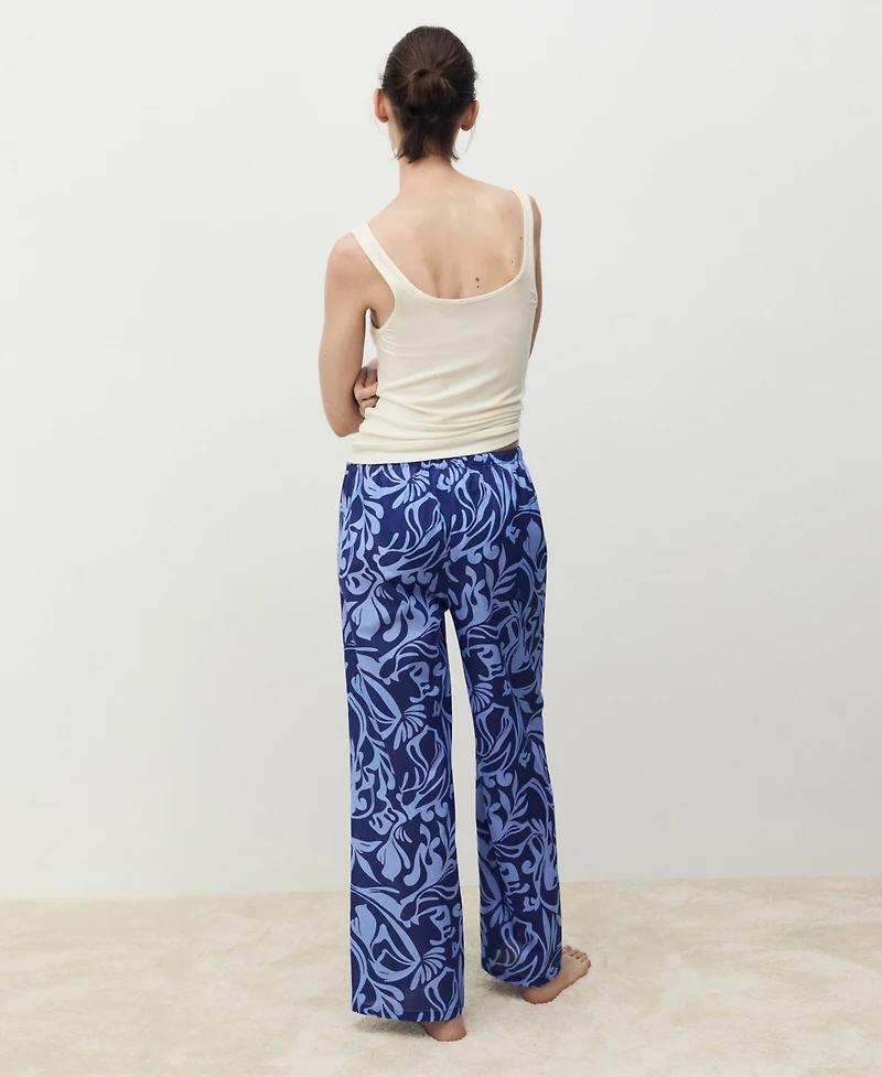 Mango Women's Cotton Two-Tone Printed Pants