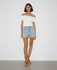 Mango Women's High-Waisted Straight-Fit Denim Shorts