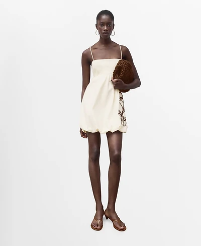 Mango Women's Balloon-Effect Embroidered Dress