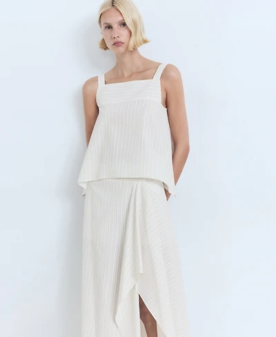 Mango Women's Striped Asymmetric Skirt
