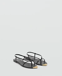Mango Women's Strap and Contrasting Toe Leather Sandals