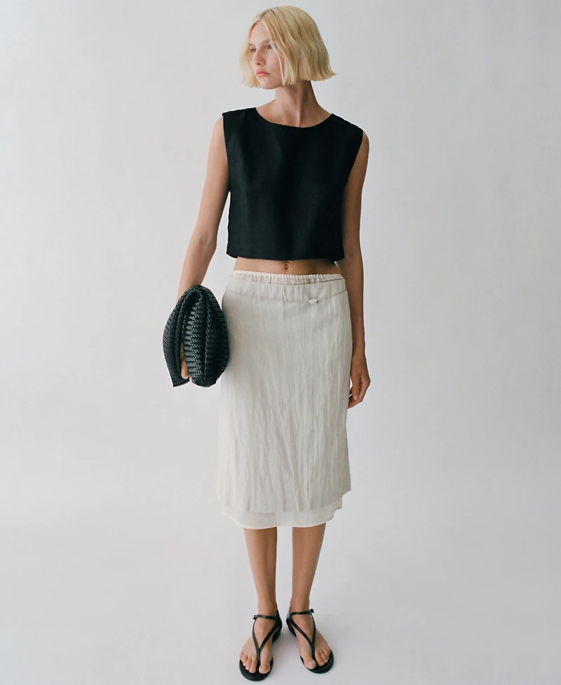 Mango Women's Linen Crop Top