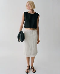 Mango Women's Linen Crop Top