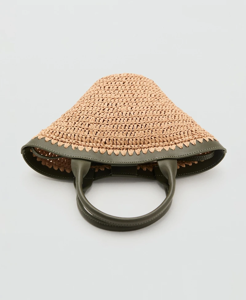 Mango Women's Small Double-Handle Natural Fiber Bag