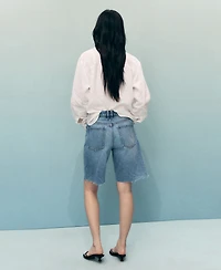 Mango Women's Frayed Hem Denim Shorts