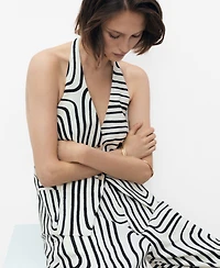 Mango Women's Geometric-Print Linen Vest