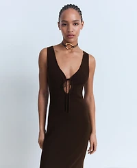 Mango Women's Bow Neckline Knitted Dress