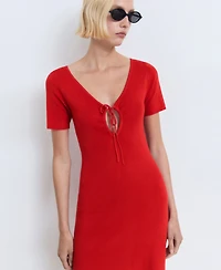 Mango Women's Bow Neckline Knitted Dress