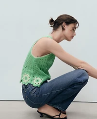 Mango Women's Floral Finishes Crochet Top