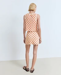Mango Women's Crochet Mini Skirt