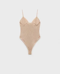 Mango Women's Openwork Details Lurex Bodysuit