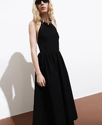 Mango Women's Crossed Back Halter Dress