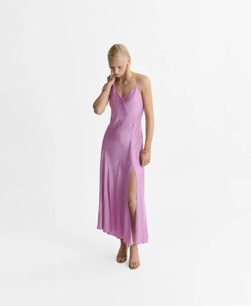 Mango Women's Asymmetrical Satin Dress