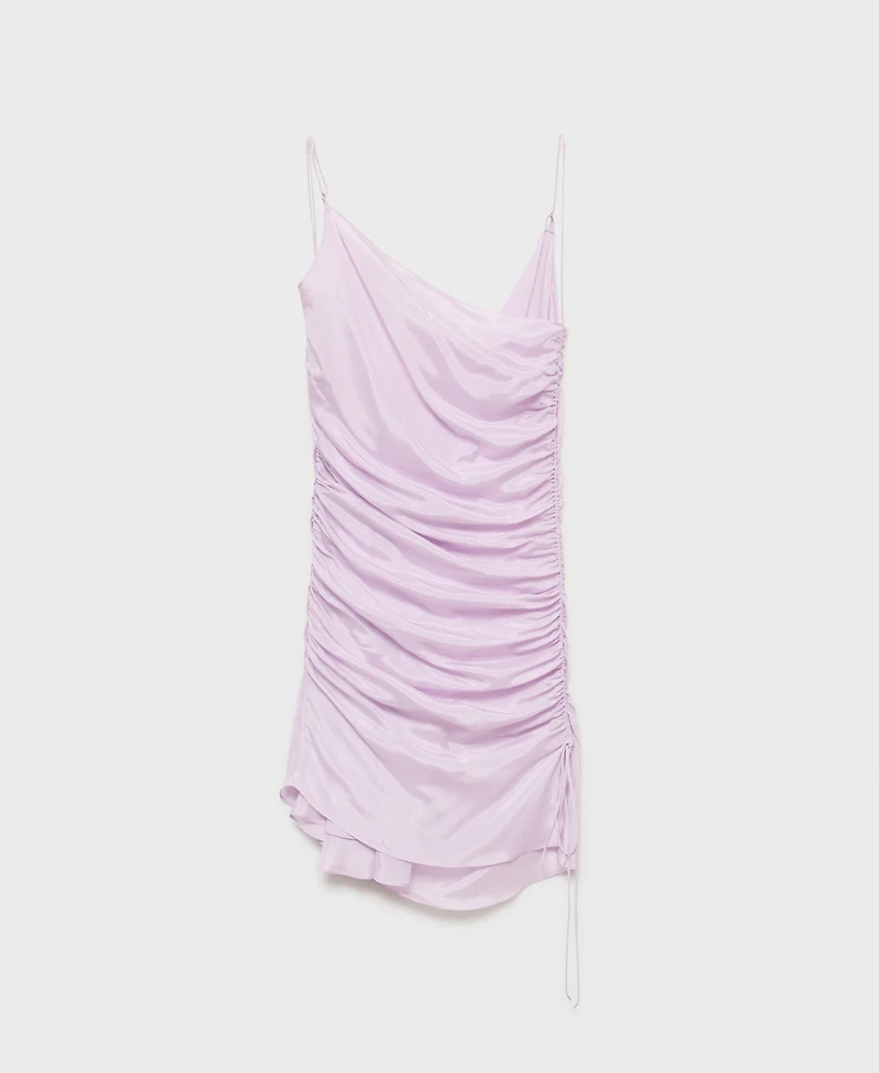 Mango Women's Satin Finish Gathered Dress