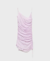 Mango Women's Satin Finish Gathered Dress