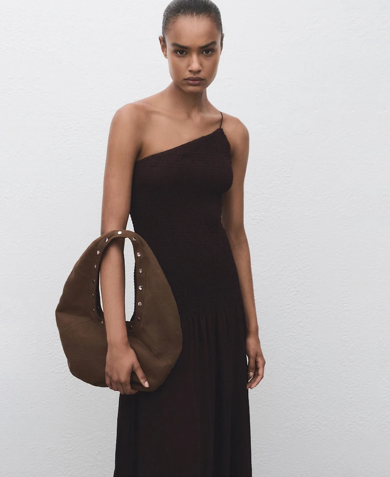 Mango Women's Gathered Body Asymmetrical Dress