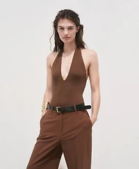 Mango Women's Straight Mid-Rise Pants
