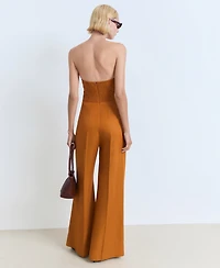 Mango Women's Linen-Blend Strapless Jumpsuit