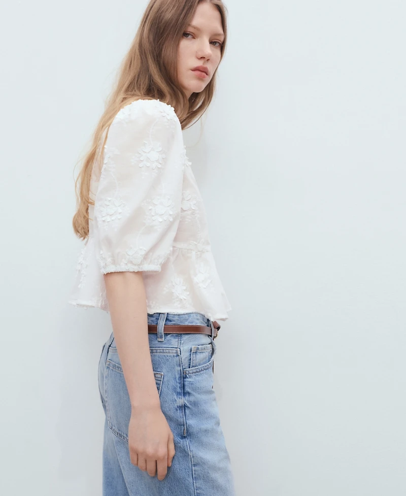 Mango Women's Cotton Embroidered Blouse