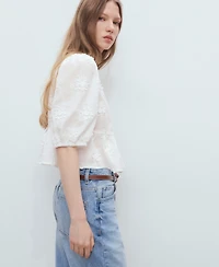 Mango Women's Cotton Embroidered Blouse