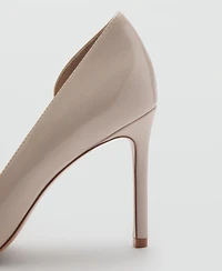 Mango Women's Asymmetrical Leather-Effect Heeled Shoes