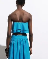 Mango Women's Strapless Ruffles Top
