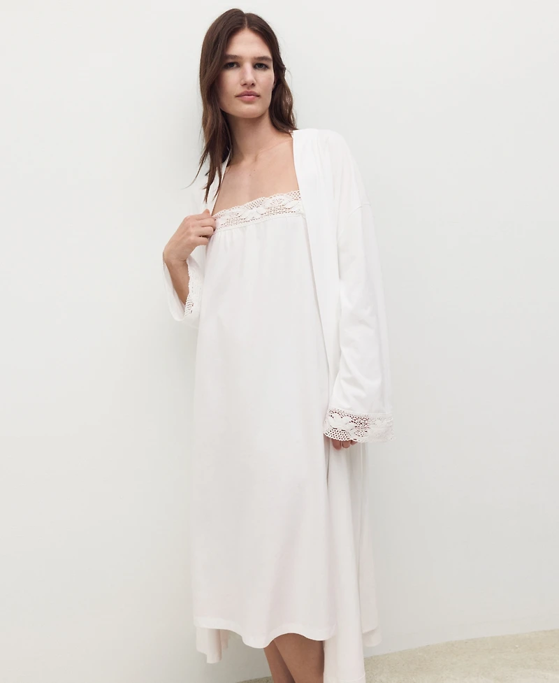 Mango Women's Cotton Lace Nightgown