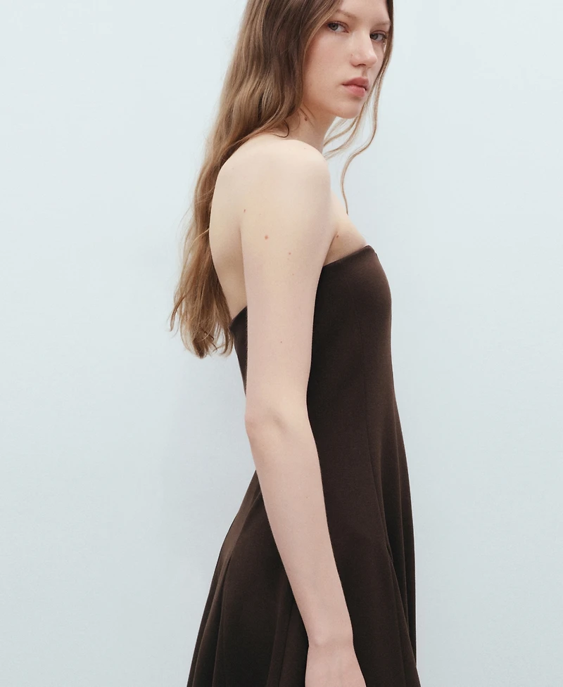 Mango Women's Short Pleated Strapless Dress