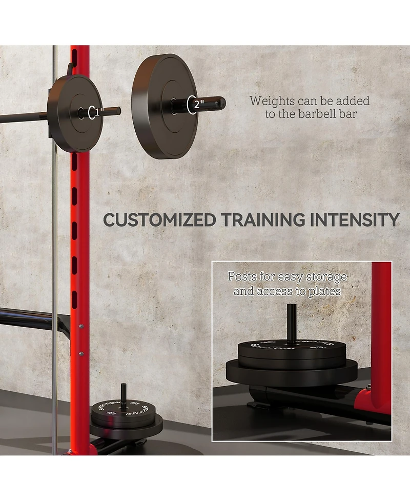 Soozier Adjustable Squat Rack with Pull Up Bar and Barbell Bench Press