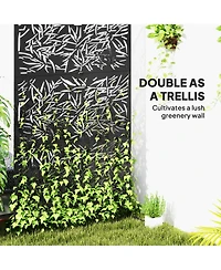 Outsunny Metal Outdoor Privacy Screen Divider Trellis Bamboo