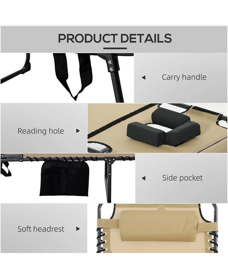 Outsunny 2-Piece Folding Chaise Lounge, Reclining ning Chairs,