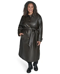 Calvin Klein Plus Size Belted Faux Leather Trench Coat