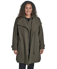 Calvin Klein Plus Size Belted Long-Sleeve Wrap Coat, Created for Macy's