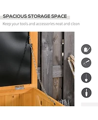 Outsunny 50" x 22" Woden Outdoor Storage Deck Box with Large Open Space,