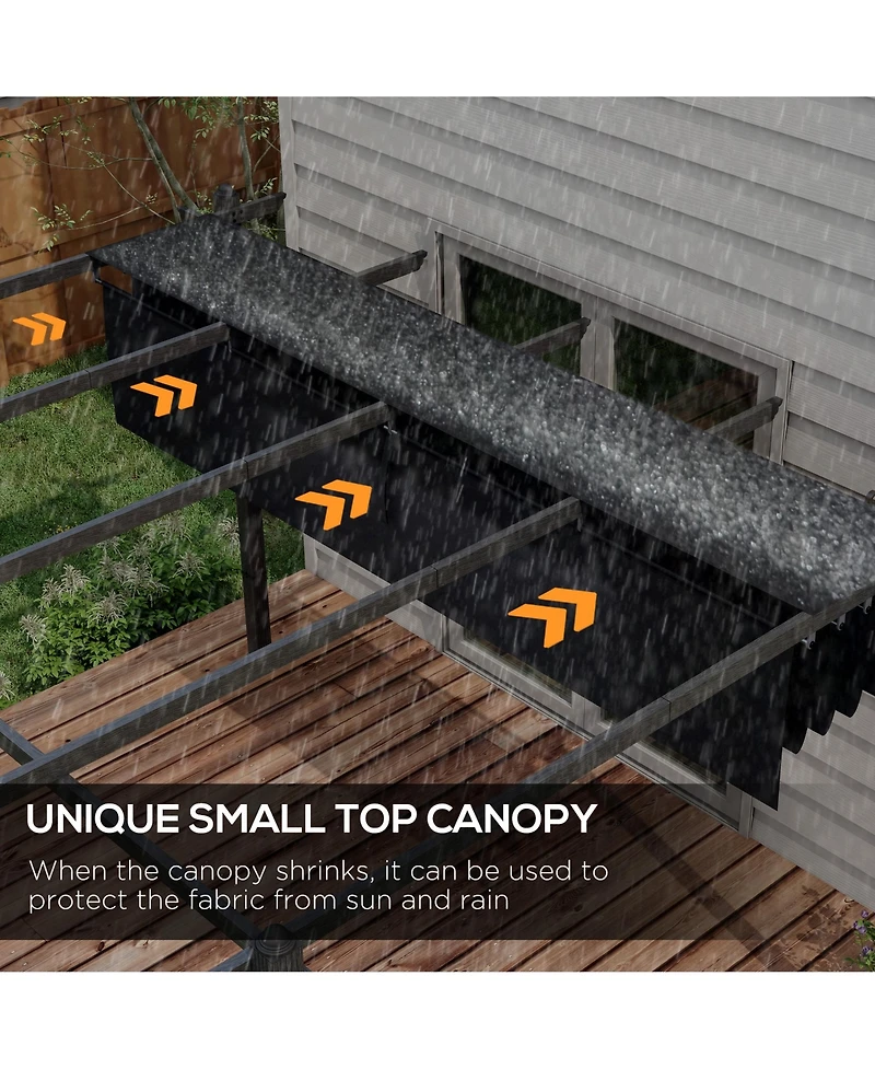 Outsunny 10'x13' Retractable Pergola with Wood Grain Aluminum Frame,