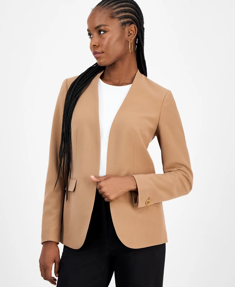 Bar Iii Women's Collarless Open-Front Bi-Stretch Blazer, Created for Macy's