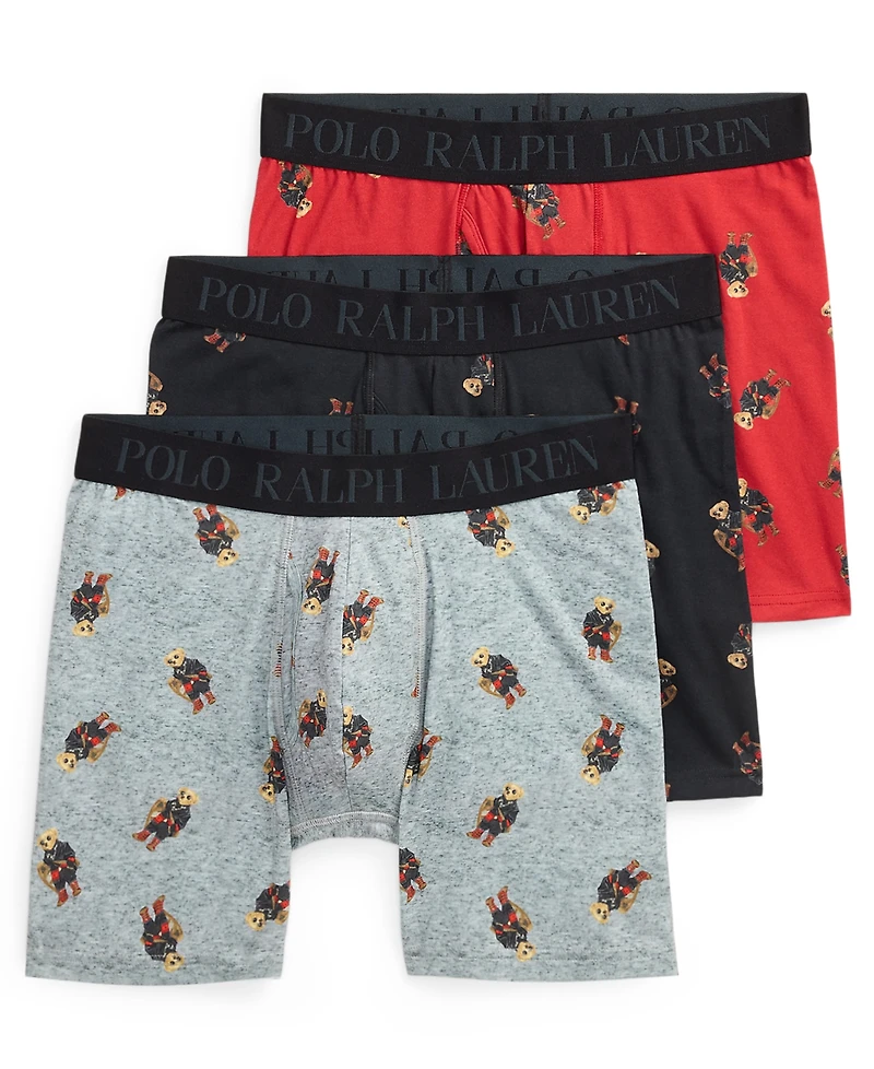 Polo Ralph Lauren Men's 3-Pack Elastic Waist Boxer Briefs Holiday Gift Set