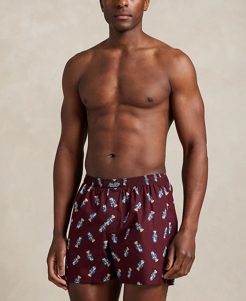 Polo Ralph Lauren Men's Holiday Bear Printed Woven Single-Button Fly Boxers
