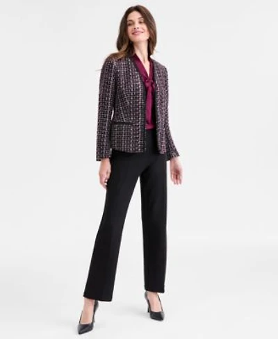 Kasper Womens Tweed Jacket Sleeveless Blouse Pull On Pants